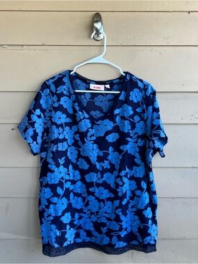 EVRI Blue Sheer Blouse - Size 1x Summer Spring Casual Modest